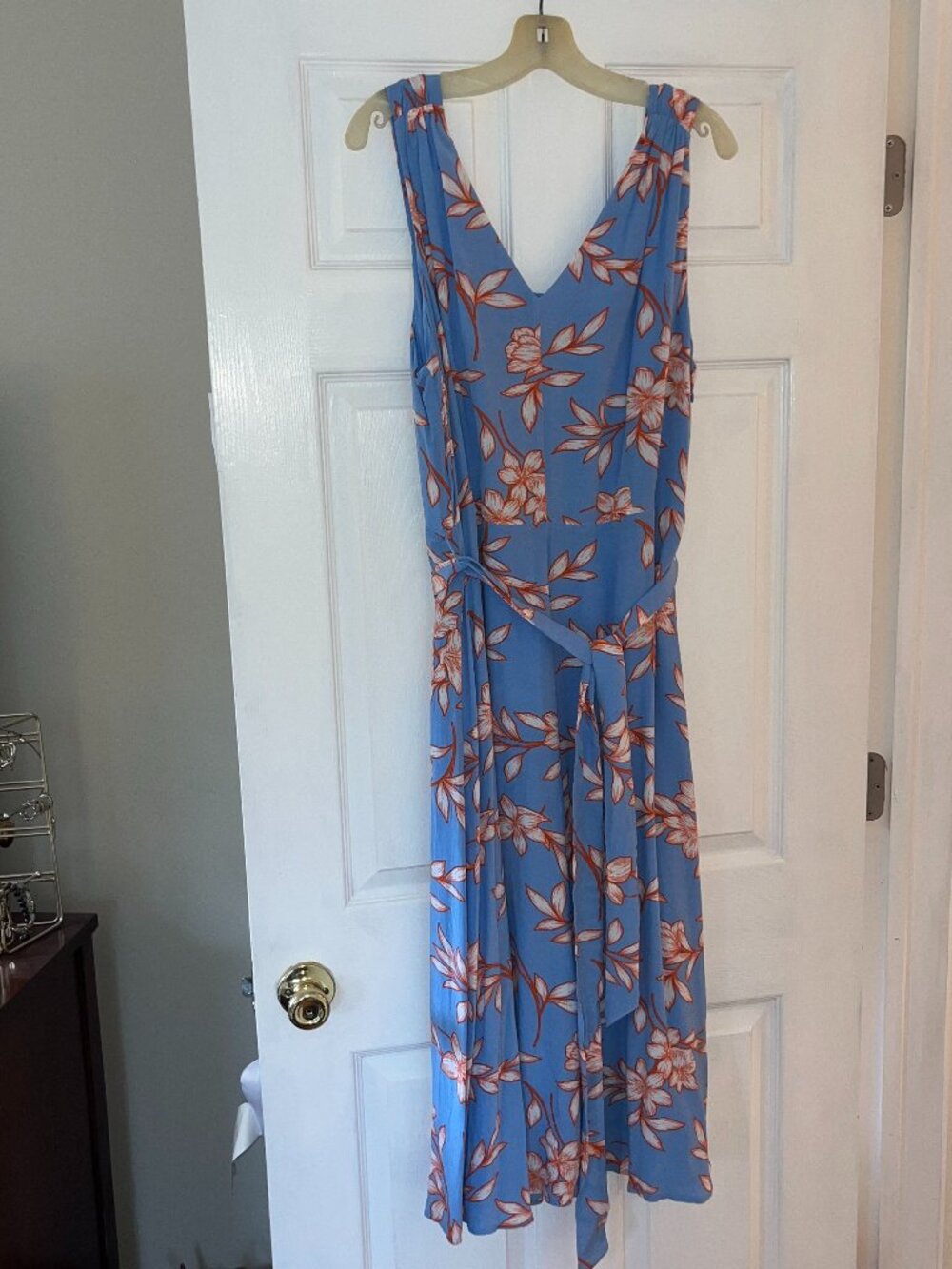 Talbots Floral V-Neck Sleeveless Belted Maxi Dress, Size 16